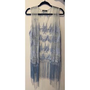 Powder blue lace kimono